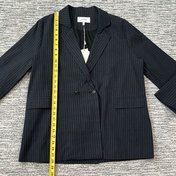 NWT The Great. THE SHLUMPY BLAZER Dark Gray Pinstripe Medium - Picture 8 of 15